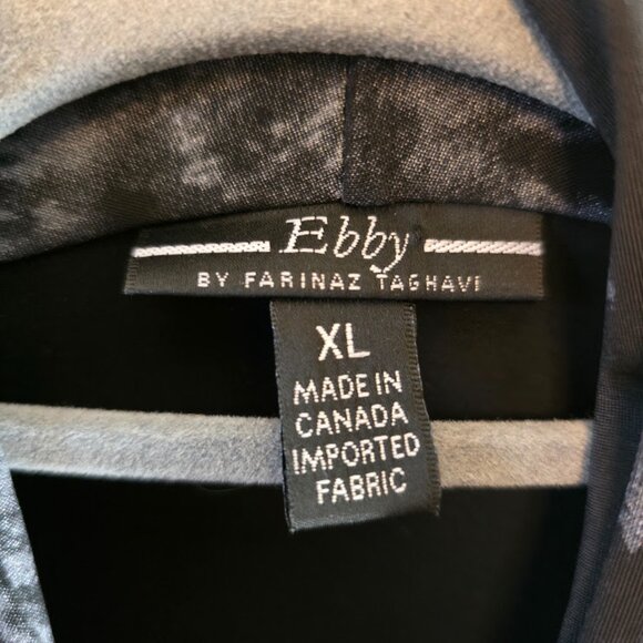 EBBY BLACK WHITE CAMO WRAP FRONT BLOUSE TOP SIZE XL VNECK LONG SLEEVE - Picture 2 of 8